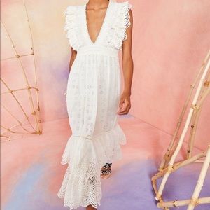 Ulla Johnson White Eyelet Midi Dress